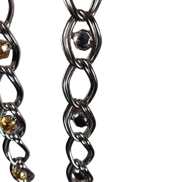 Vintage 80s 90s Chain Link Waist Belt Silver Rhinestone Free Size Plus - Picture 9 of 9